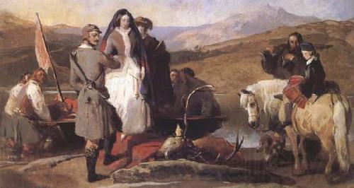 Sir Edwin Landseer Royal Sports on Hill and Loch (mk25 France oil painting art
